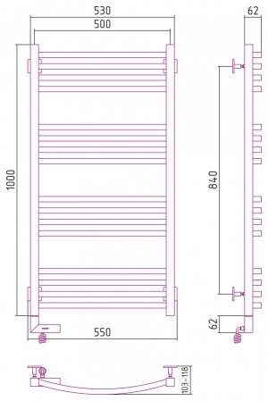 Полотенцесушитель электрический Сунержа Аркус 2.0 1000x500